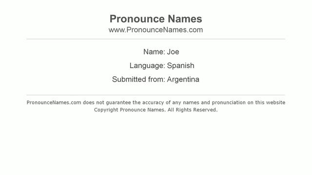 How to pronounce Joe (Spanish/Argentina) - PronounceNames.com смотреть онлайн