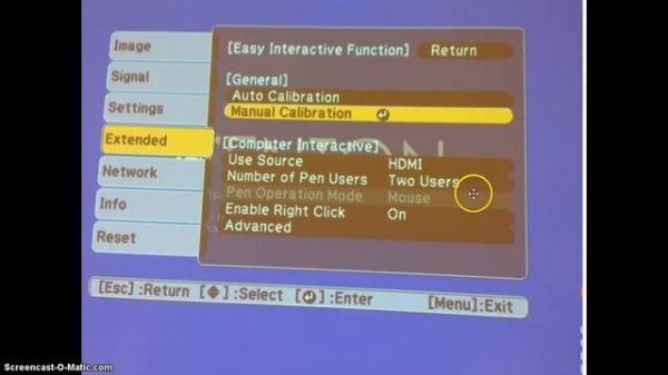 Epson projector settings