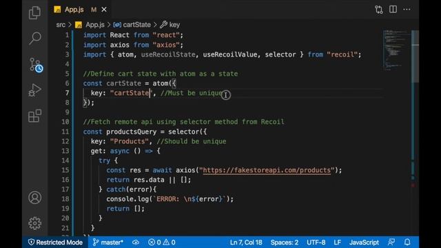 Recoil state management in Reactjs eCommerce tutorial смотреть онлайн