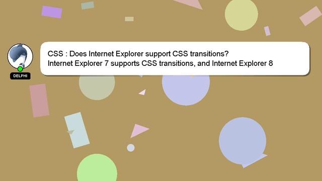 CSS : Does Internet Explorer support CSS transitions? смотреть онлайн