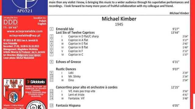 Michael Kimber - Caprice no. 8 in A flat for viola (Murawski - viola) смотреть онлайн