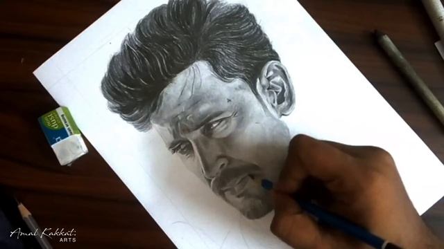Hrithik Roshan | Realistic Pencil Drawing Time lapse | HRX | Pencil portrait | WAR movie | смотреть онлайн