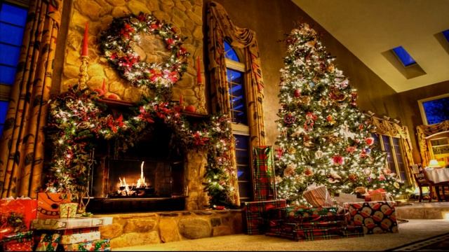 Рождественская музыка / Christmas Music With Christmas Tree, Fireplace And Crackling Fire Sounds