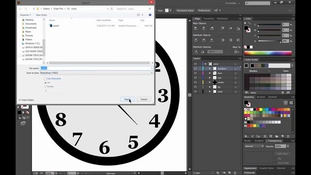 How To Draw a Clock (Illustrator & Photoshop Tutorial) смотреть онлайн