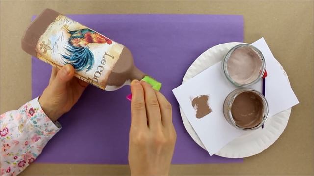 Decoupage Bottle - Painted Bottle - Decoupage Tutorial - Decoupage For Beginners