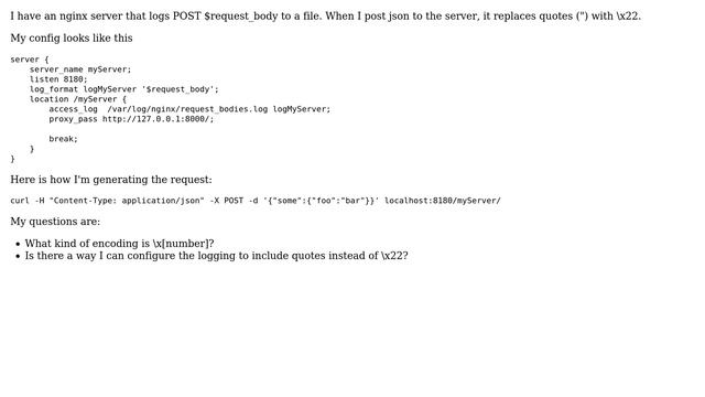 DevOps & SysAdmins: nginx loggin $request_body produces weird encoding смотреть онлайн