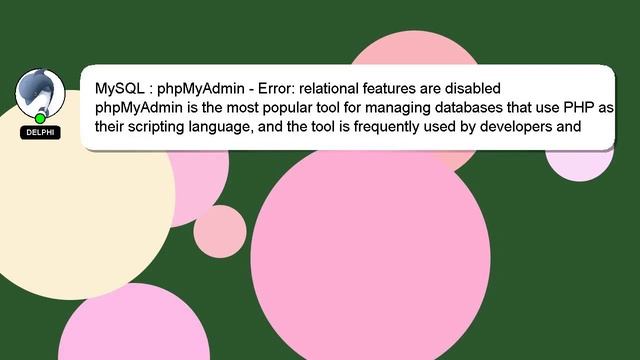 MySQL : phpMyAdmin - Error: relational features are disabled смотреть онлайн