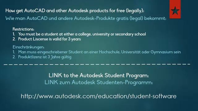 Autodesk AutoCAD free download liscense student program [English & Deutsch] смотреть онлайн