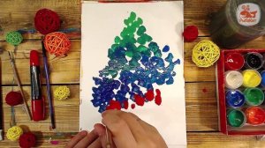 ЕЛКА - РАДУГА рисуем красками ГУАШЬ урок рисования от РыбаКит