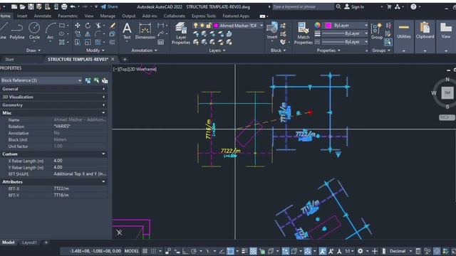 Autocad Dynamic block for Additional RFT for flat slab смотреть онлайн