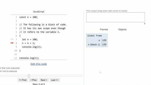 Javascript code blocks and scopes смотреть онлайн