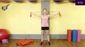 Красивые руки, спина, плечи ТОП 5 упражнений с эластичной лентой. 6 минут с резинкой для рук.