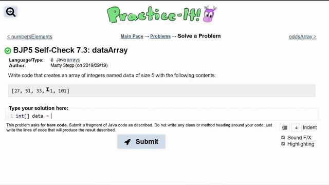 Java Practice It | Self-Check 7.3: dataArray | arrays смотреть онлайн