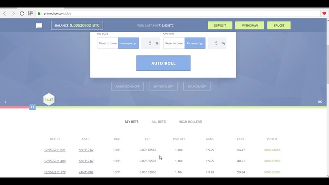 PrimeDice Проверка схемы 5%