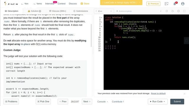 26. Remove Duplicates from Sorted Array | Leetcode смотреть онлайн