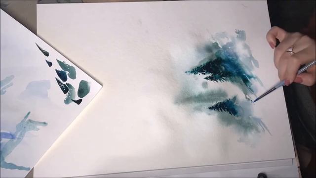 Урок елки акварелью! смотреть онлайн