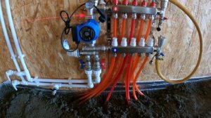 Теплые полы в доме из сип панелей, полусухая стяжка пола. Подтек котел отопления