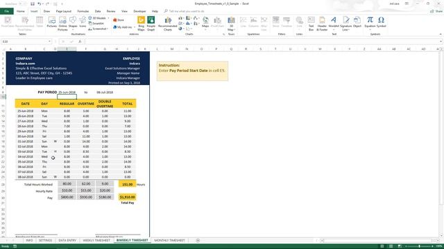 Employee Timesheets Excel Template - Time Card - Work Hours Calculator смотреть онлайн