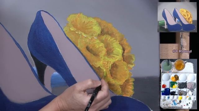 Learn How to Draw & Paint DAFFODILS AND HIGH HEELS with Acrylics- Paint and Sip at Home-Tutorial смотреть онлайн