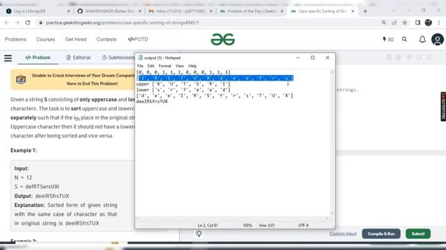 Case-specific Sorting of Strings- 26-Jan-2023 - GFG || POTD || Python || Geeksforgeek || Sorting смотреть онлайн