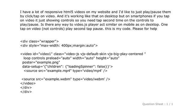 HTML : Video js. player pause/play with a single tap on a mobile смотреть онлайн