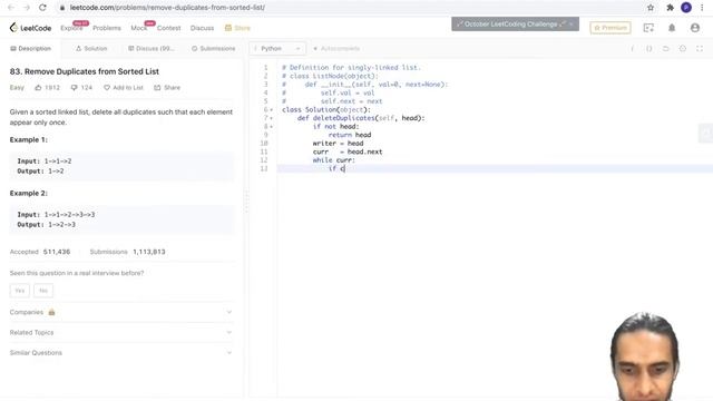 Leetcode 83: Remove duplicates from sorted list смотреть онлайн