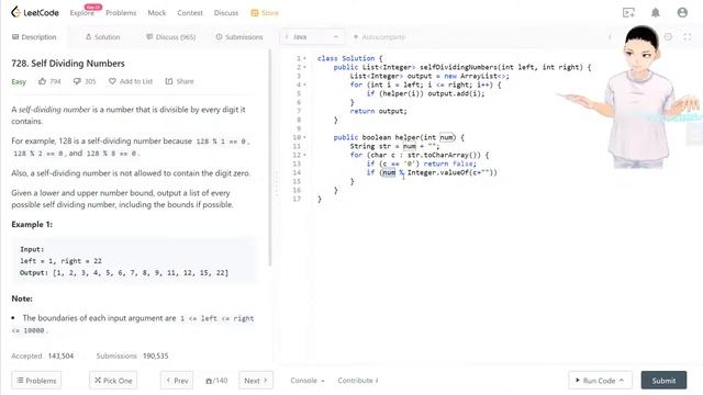 Leetcode 728 - Self Dividing Numbers (JAVA Solution Explained!) смотреть онлайн
