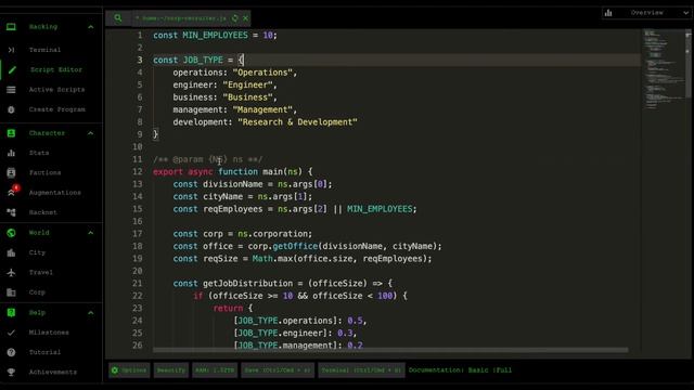 Automatically hire and allocate employees - Bitburner #27 смотреть онлайн