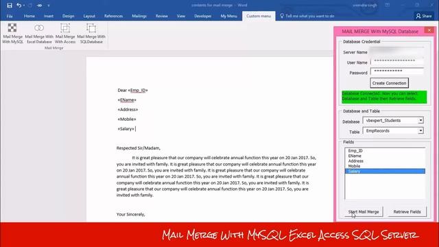 Mail Merge With MySQL, Excel/CSV, Access, SQL Server Database смотреть онлайн