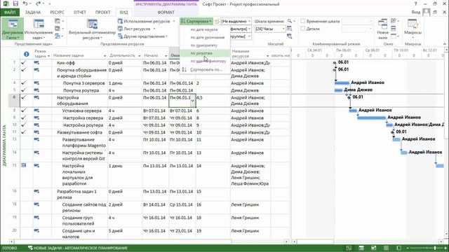 MS Project 2013 - Сортировка задач и ресурсов (Урок #38) смотреть онлайн