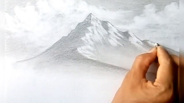 Landscape drawing with pencil. Scenery drawing by pencil. Mountain drawing. смотреть онлайн