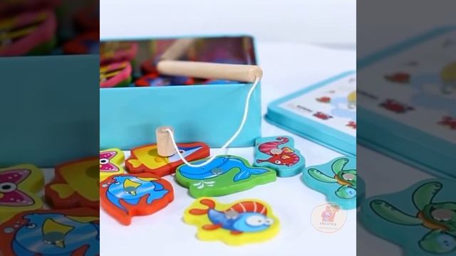 Деревянная магнитная рыбалка с удочкой для малышей в банке смотреть онлайн