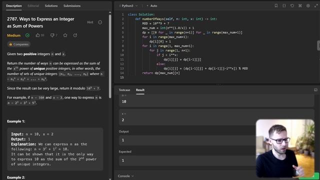 Master Dynamic Programming with Python - LeetCode 2787. Ways to Express an Integer as Sum of Powers смотреть онлайн