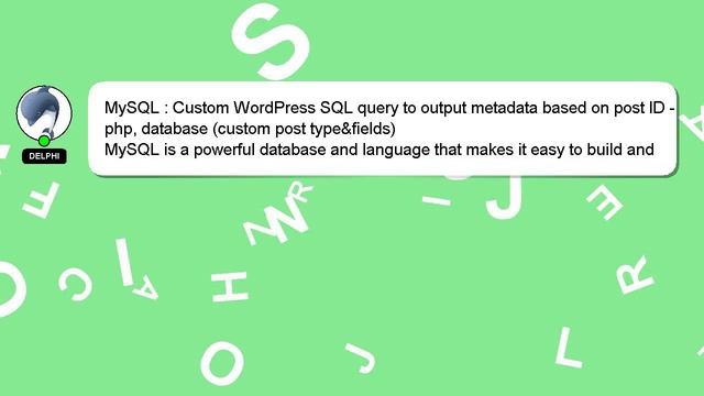 MySQL : Custom WordPress SQL query to output metadata based on post ID - php, database (custom post смотреть онлайн