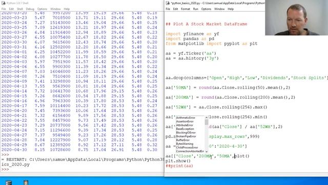 Python Basics Tutorial Plot A Stock Market Pandas DataFrame смотреть онлайн