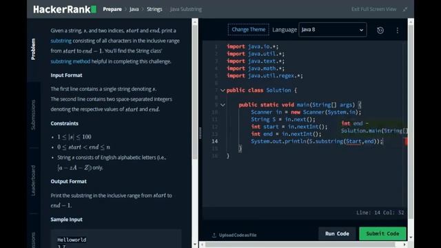 Java Substring HackerRank Solution смотреть онлайн