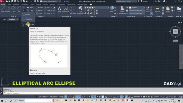 How To Make Ellipse In AutoCAD 2023 ? (Hindi) Ex.12