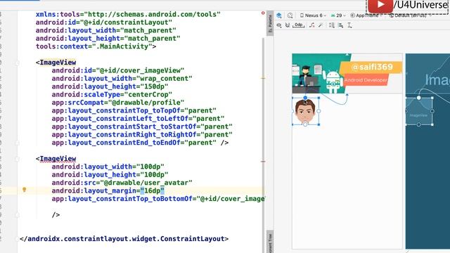 Android ConstraintLayout-2 | Apply Constraints in XML & Layout Editor Basics | U4Universe смотреть онлайн
