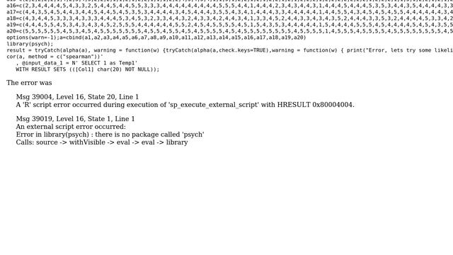 Databases: The R-code in SQL Server won't find package psych смотреть онлайн