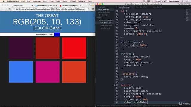 71. JavaScript Creating the Color Game Pt 7 | Learn JavaScript for beginners | смотреть онлайн