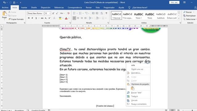 Ejercicio No1 Proyecto Clima en Word 4tos Grados Carta Clima TV смотреть онлайн