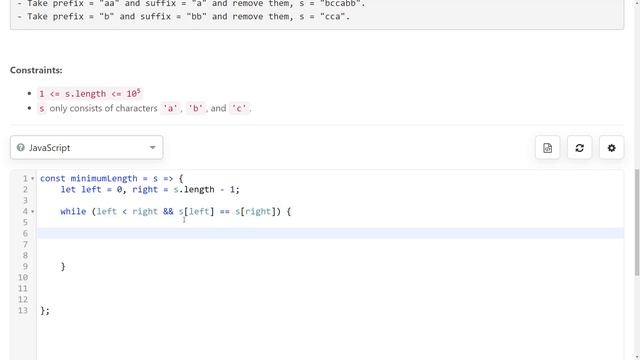 LeetCode 1750. [Medium] Minimum Length of String After Deleting Similar Ends смотреть онлайн