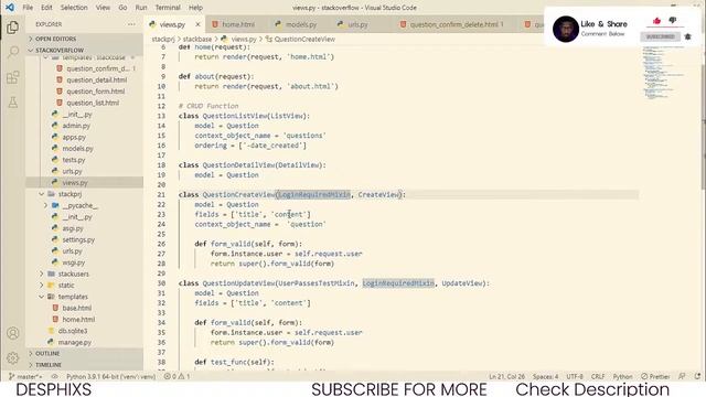 Adding User Restrictions in Django | Stackoverflow Clone with django part 14| Django Tutorial смотреть онлайн
