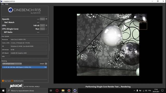 Cinebench R15 Single-Core Intel Core i3-4005u смотреть онлайн