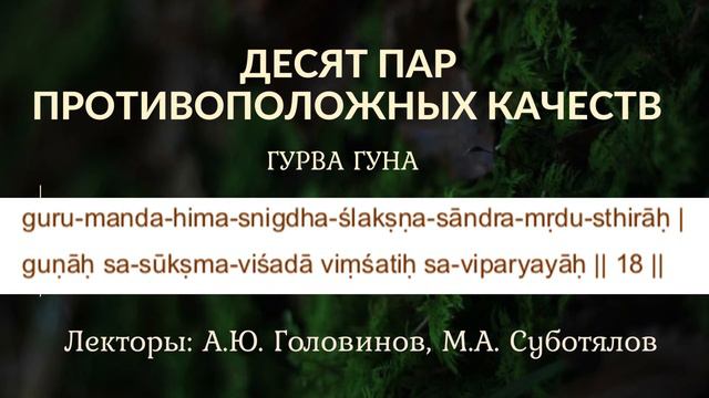 16.1. Основы аюрведической терапии. 8 качеств (гун) или 4 пары противоположностей. Гурвади гуна. смотреть онлайн