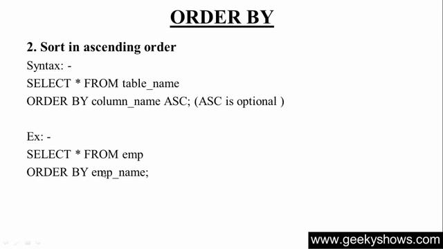 45. ORDER BY Asecending order in SQL (Hindi) смотреть онлайн