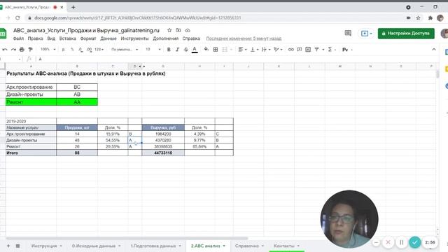 Как посчитать ABC анализ продаж на примере строительной компании, ссылка на Google Таблицы смотреть онлайн