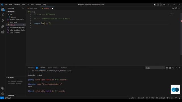 JavaScript Tutorial For Beginners | PART 13 |== & === Difference | Double Equal to & Triple Equal t смотреть онлайн