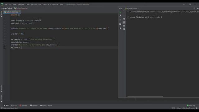 Python : Display login name, display and change current working directory also list files смотреть онлайн