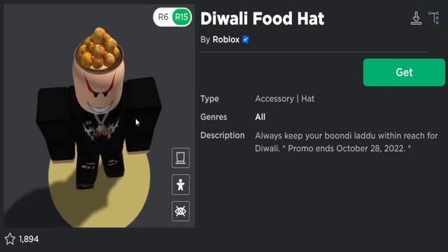 FREE ACCESSORY! HOW TO GET Diwali Food Hat! (ROBLOX) смотреть онлайн